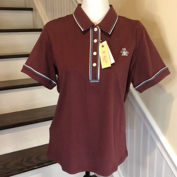 ORIGINAL PENGUIN Tawny Port Women’s Tipped Original Polo Shirt Sz XL - Picture 11 of 14